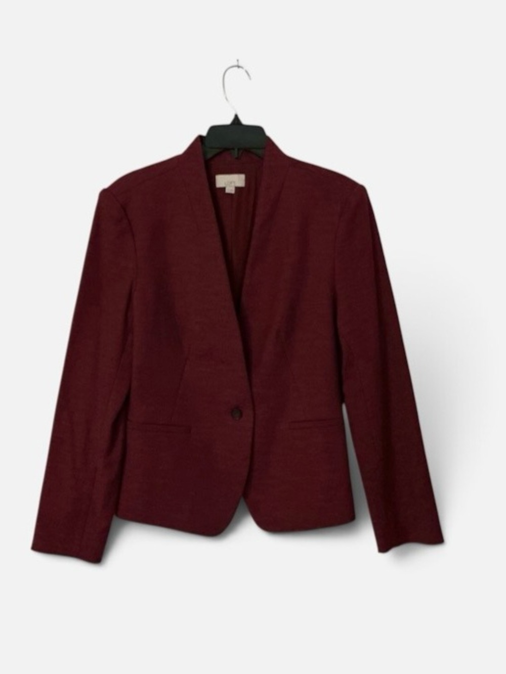 NWT - LOFT Burgundy Single-Button Shawl-Collar Blazer with Cuffs Slits. Size 12